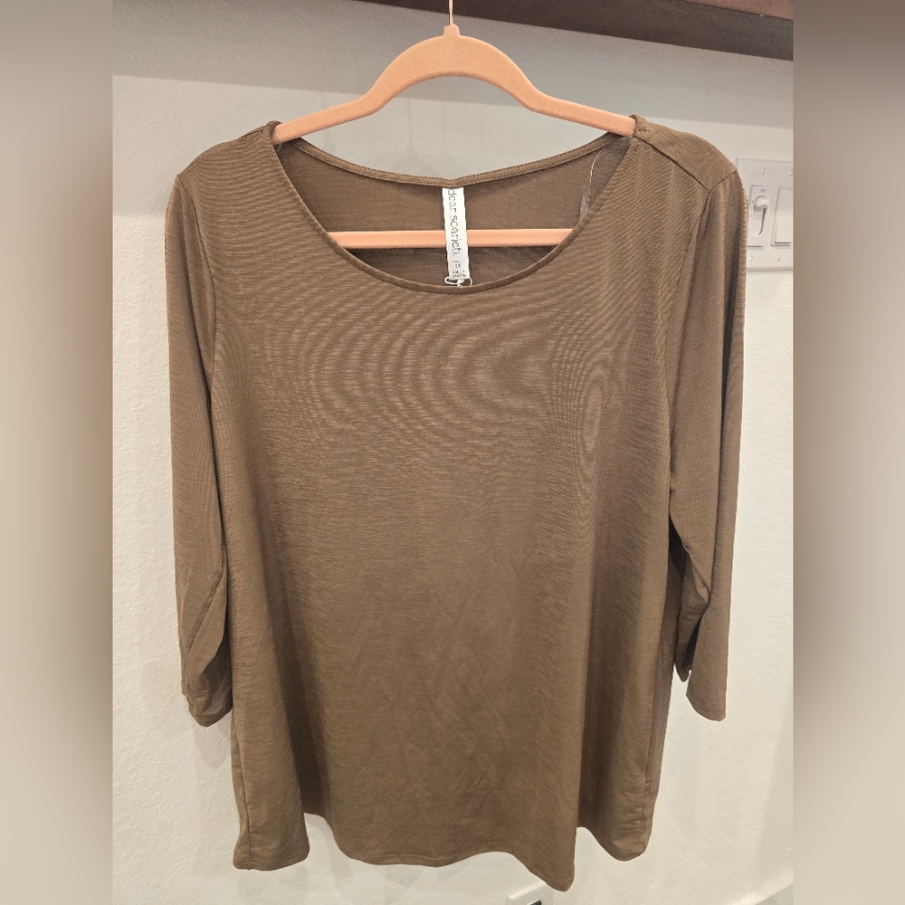 Scarlett Brown 3/4 Sleeve Relaxed Blouse